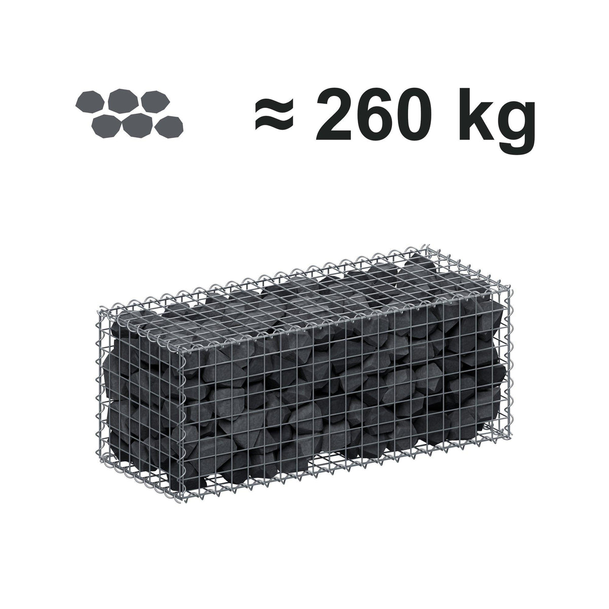 Schanskorf 100 cm x 40 cm x 40 cm (L x H x D), maaswijdte 5 cm x 5 cm, spiraalvormig