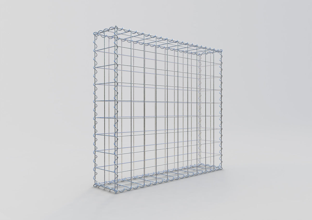Gabion 100 cm x 90 cm x 20 cm (L x H x D), maskestørrelse 10 cm x 10 cm, spiral