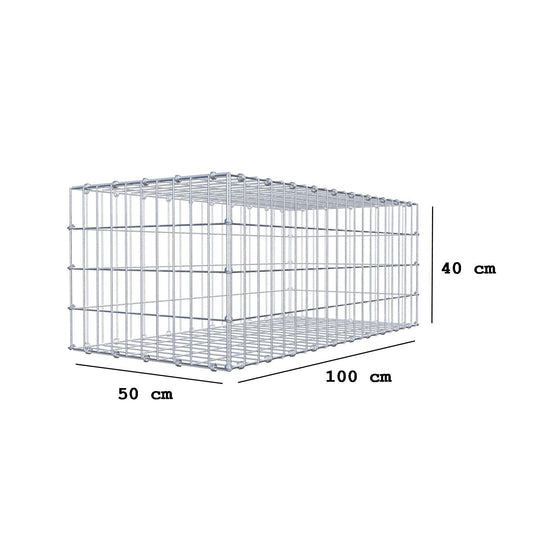 Gabion 100 cm x 40 cm x 50 cm (L x H x D), mesh size 5 x 10 cm, spiral ring