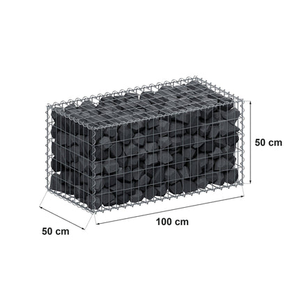Gabion 100 cm x 50 cm x 50 cm (L x H x P), mailles 5 cm x 10 cm, spirale