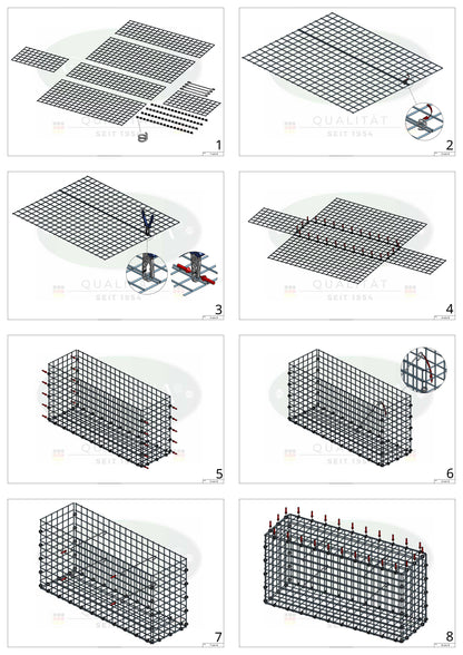 Gabion 100 cm x 100 cm x 50 cm (L x H x P), mailles 5 x 5 cm, anneau en spirale