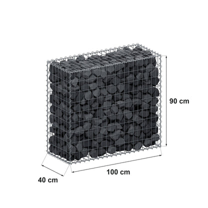 Gabion 100 cm x 90 cm x 40 cm (L x H x P), mailles 5 cm x 10 cm, spirale