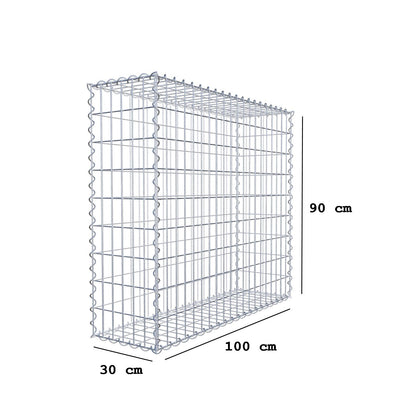 Gabione 100 cm x 90 cm x 30 cm (L x H x T), Maschenweite 5 cm x 10 cm, Spirale