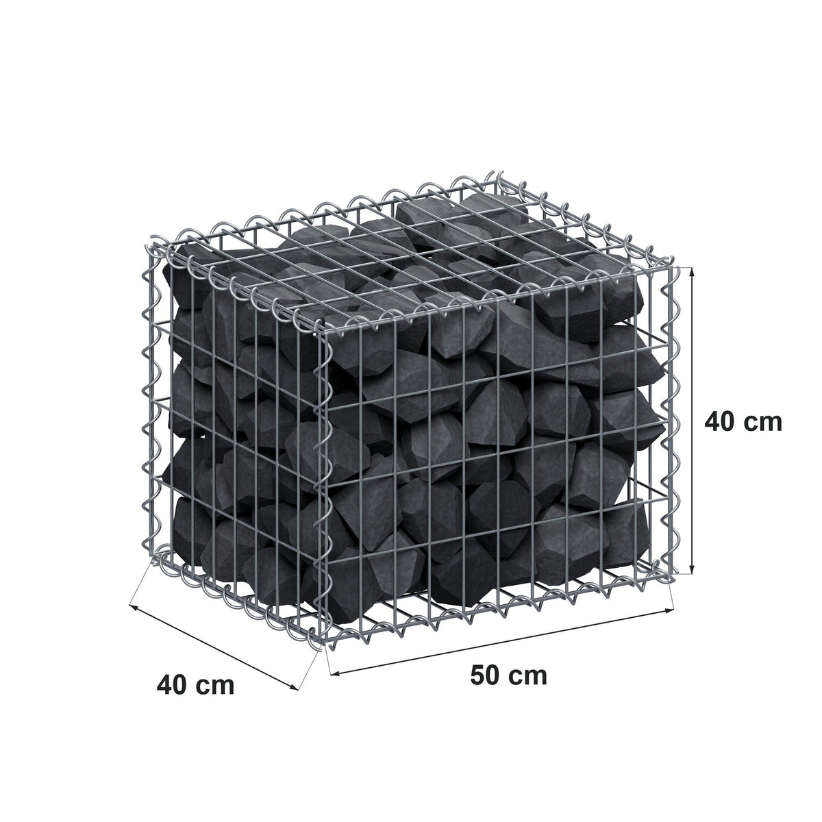 Schanskorf 50 cm x 40 cm x 40 cm (L x H x D), maaswijdte 5 cm x 10 cm, spiraalvormig