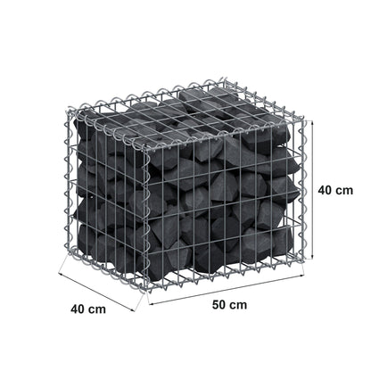 Schanskorf 50 cm x 40 cm x 40 cm (L x H x D), maaswijdte 5 cm x 10 cm, spiraalvormig