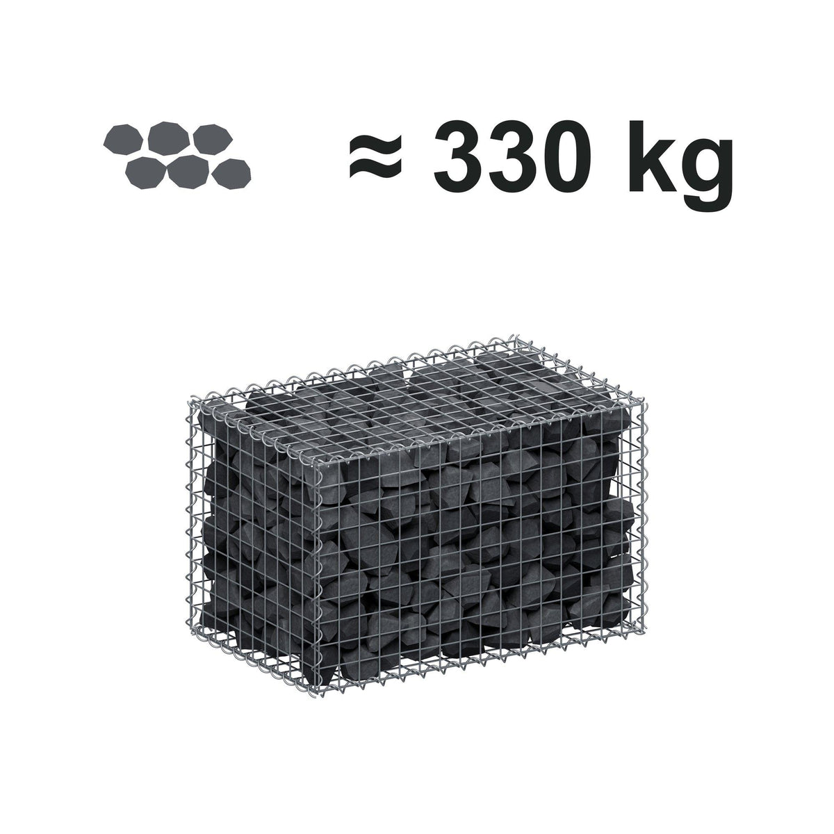 Gabione 80 cm x 50 cm x 50 cm (L x H x T), Maschenweite 5 cm x 5 cm, Spirale