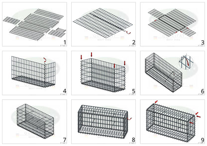 Gavión 100 cm x 40 cm x 30 cm (L x A x P), luz de malla 5 cm x 10 cm, en espiral
