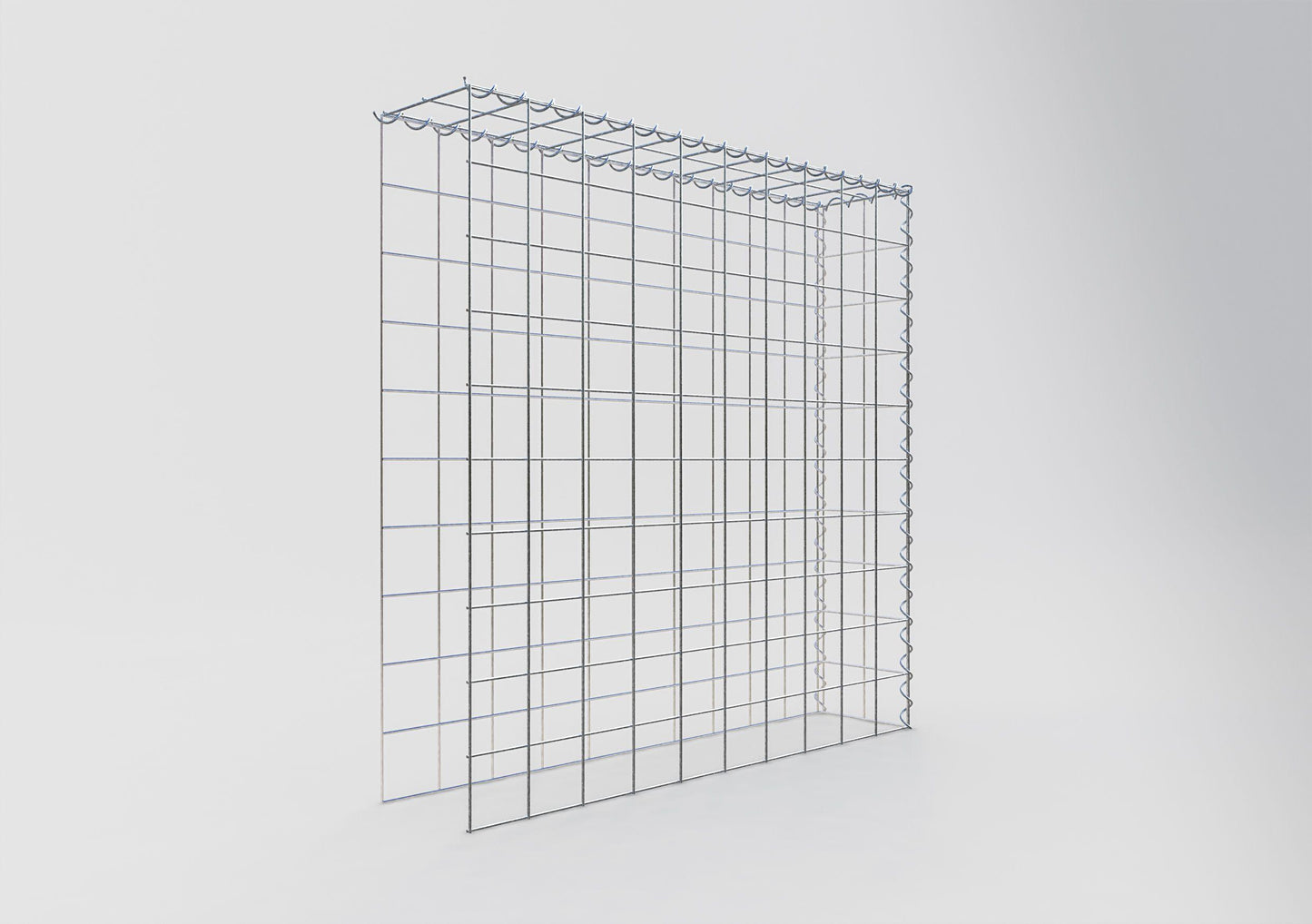 Gabion rapporté type 4 100 cm x 100 cm x 20 cm (L x H x P), mailles 10 cm x 10 cm, spirale