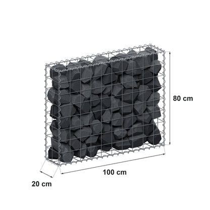 Gabião 100 cm x 80 cm x 20 cm (C x A x P), malhagem 10 cm x 10 cm, espiral