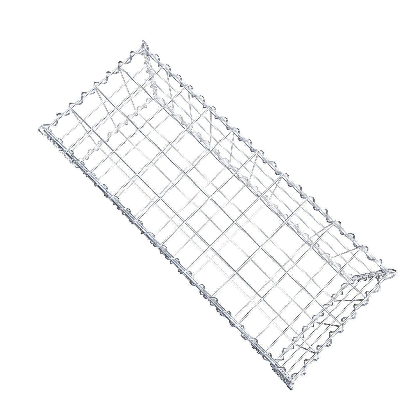 Schanskorf 100 cm x 30 cm x 40 cm (L x H x D), maaswijdte 10 cm x 10 cm, spiraalvormig