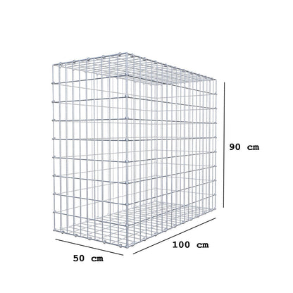 Gabione 100 cm x 90 cm x 50 cm (L x H x T), Maschenweite 5 x 10 cm, Spiralring