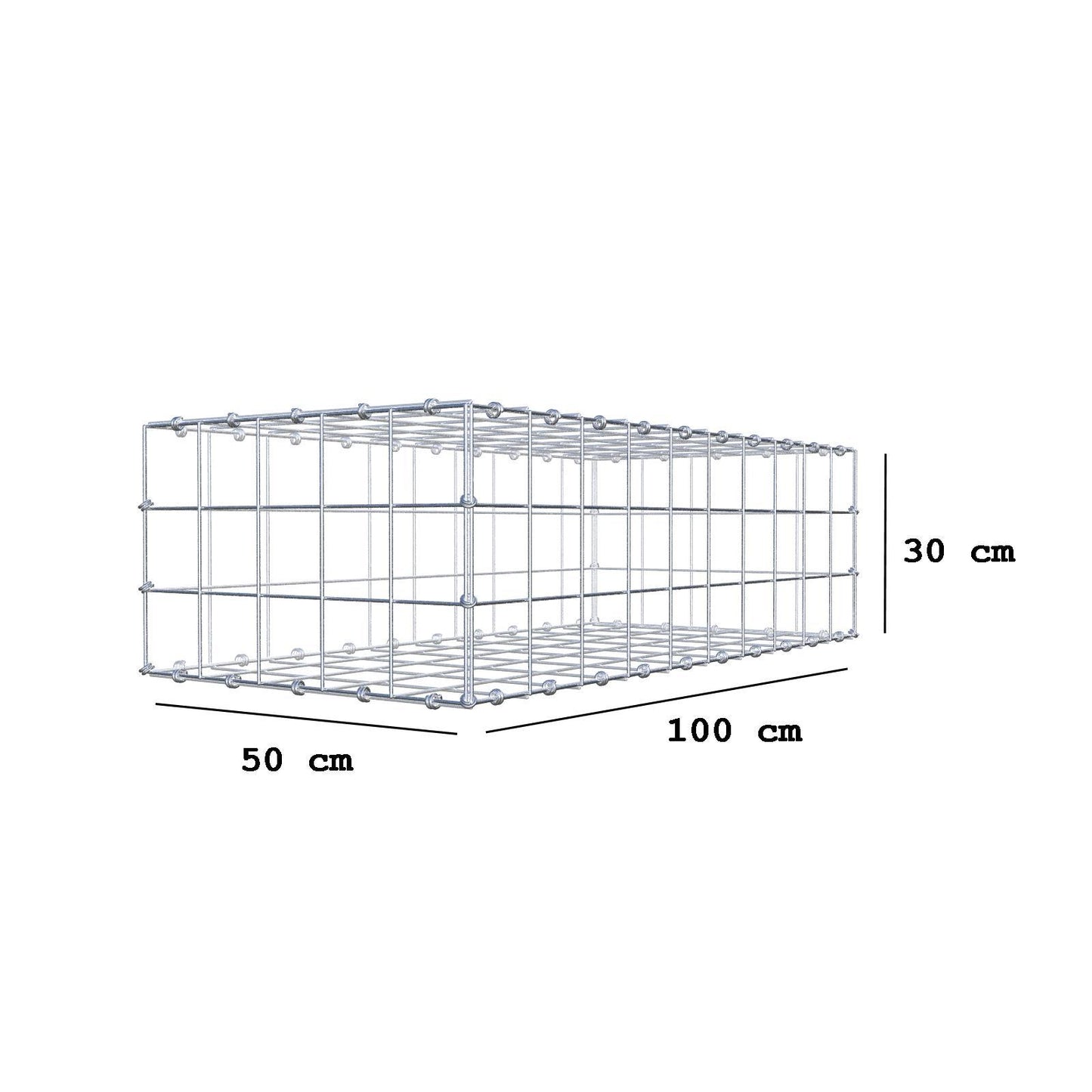 Schanskorf 100 cm x 30 cm x 50 cm (L x H x D), maaswijdte 10 x 10 cm, spiraalring