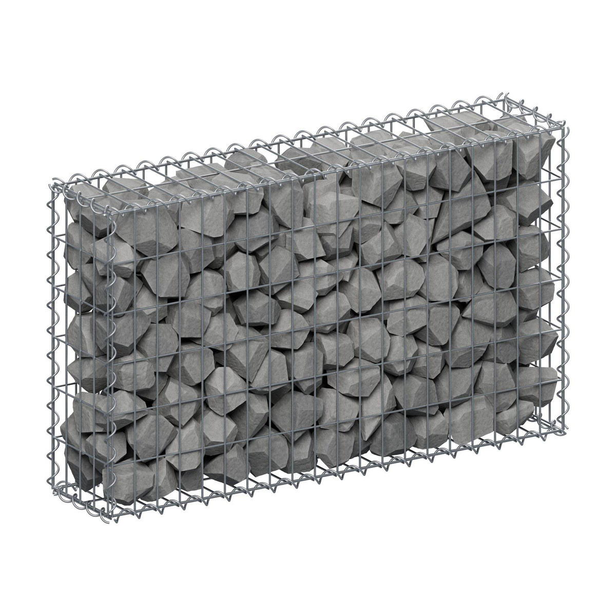 Gabion 100 cm x 60 cm x 20 cm (L x H x D), maskestørrelse 5 cm x 10 cm, spiral