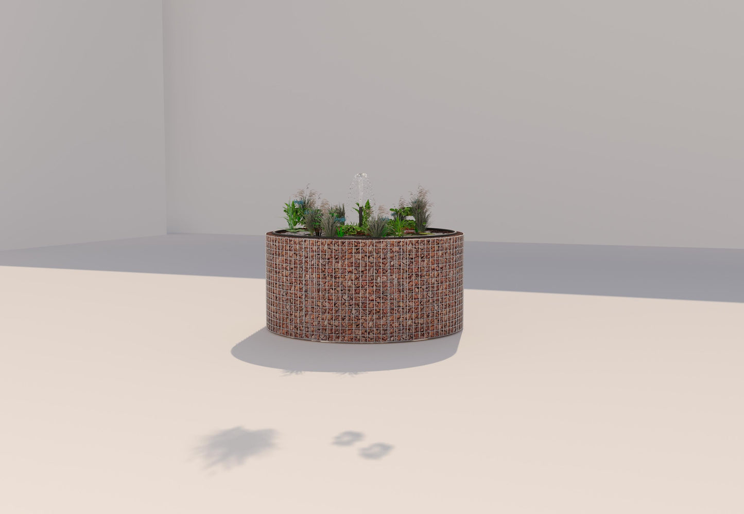Gabionupphöjd damm, rund, ytterdiameter 172 cm, höjd 80 cm, maskstorlek 5 x 5 cm, väggtjocklek 15 cm