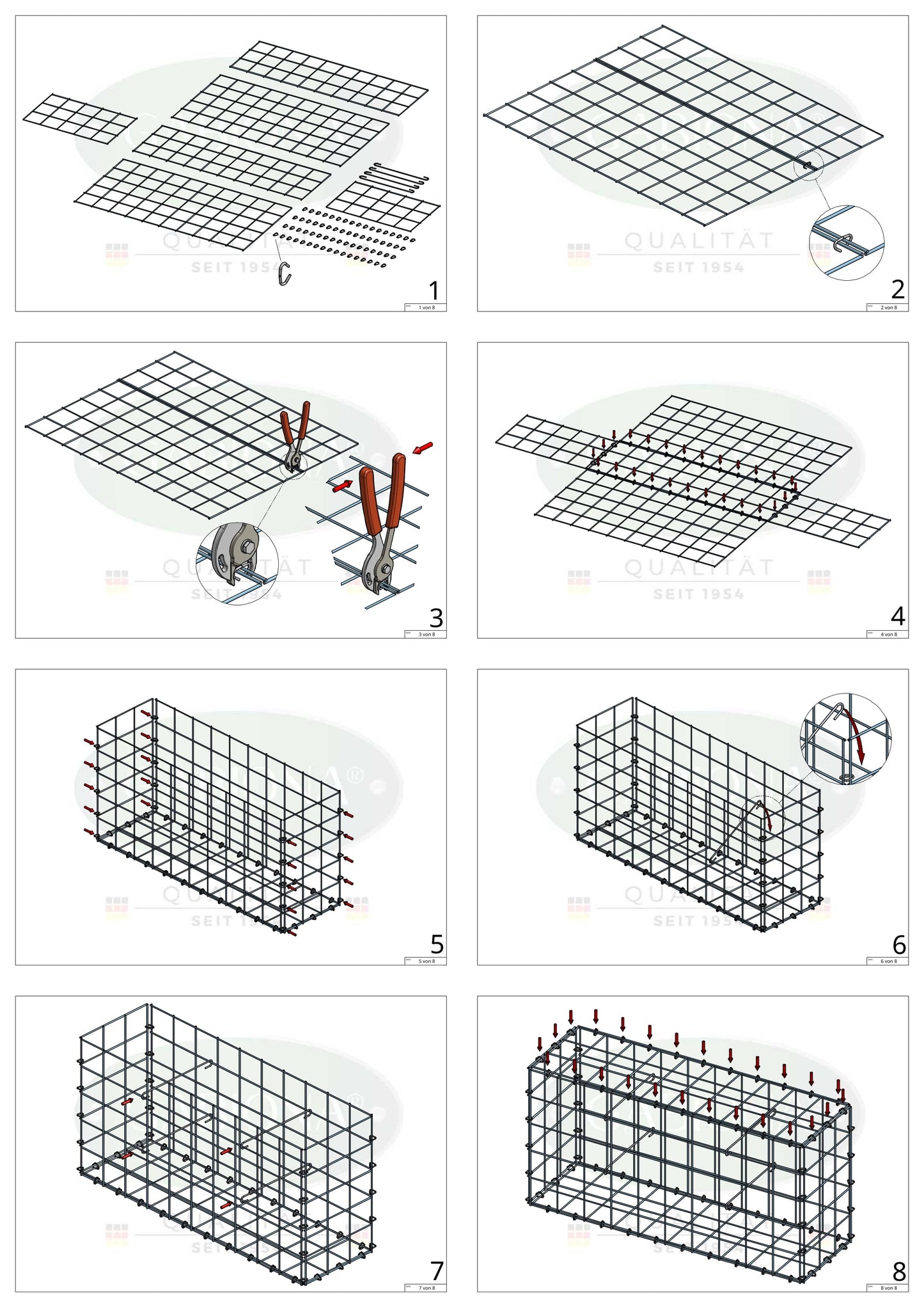 Gabião 200 cm x 100 cm x 50 cm (C x A x P), malhagem 10 cm x 10 cm, anel C