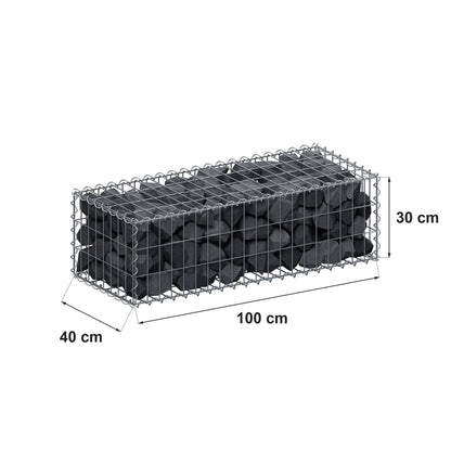 Gabion 100 cm x 30 cm x 40 cm (L x H x D), maskstorlek 5 cm x 10 cm, spiral
