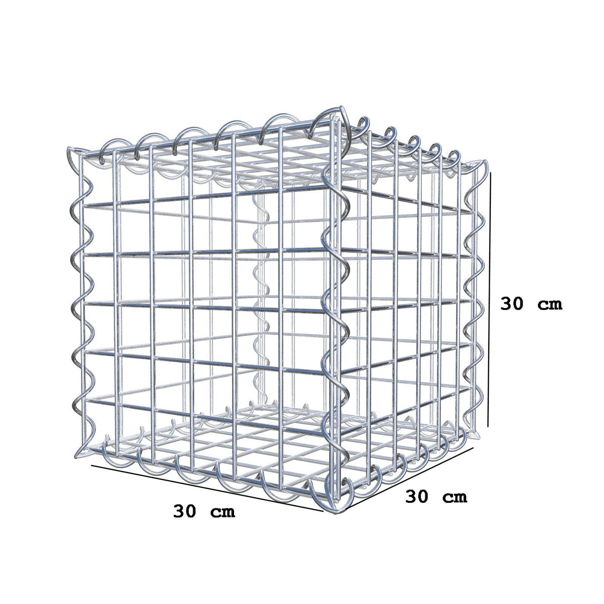 Gabione 30 cm x 30 cm x 30 cm (L x H x T), Maschenweite 5 cm x 5 cm, Spirale