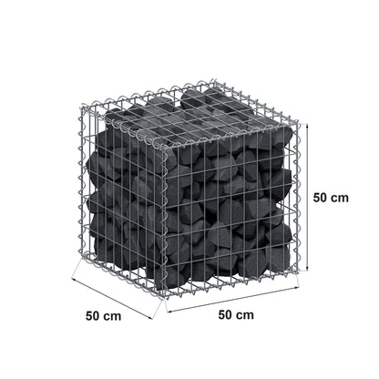 Gabion 50 cm x 50 cm x 50 cm (L x H x D), maskestørrelse 5 cm x 10 cm, spiral