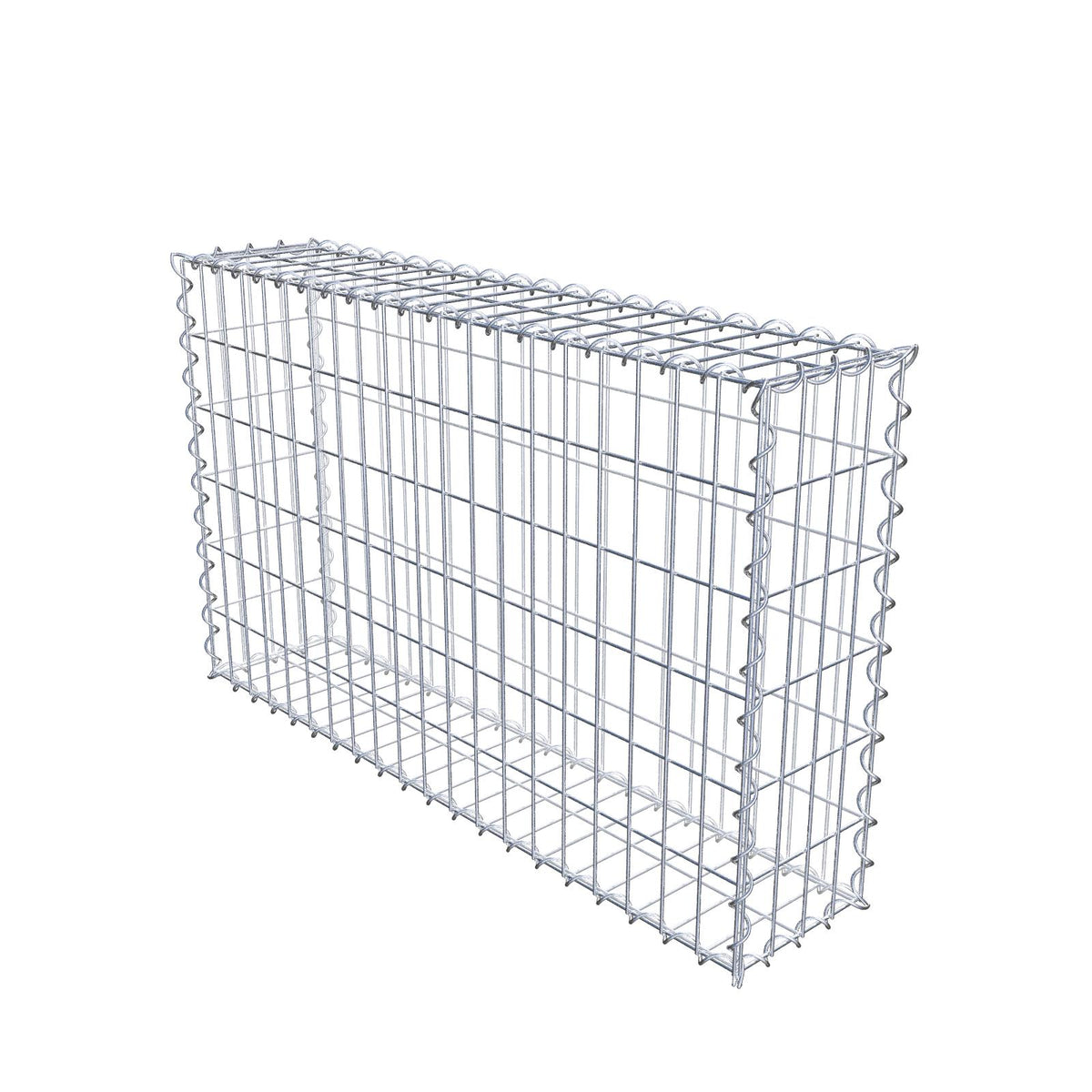 Gabion 100 cm x 60 cm x 20 cm (L x H x D), maskestørrelse 5 cm x 10 cm, spiral