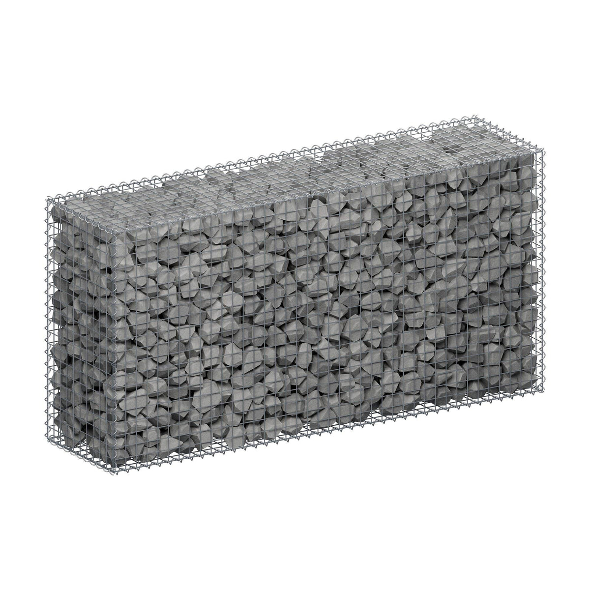 Gabion 200 cm x 100 cm x 50 cm (L x H x D), maskestørrelse 5 cm x 5 cm, spiral