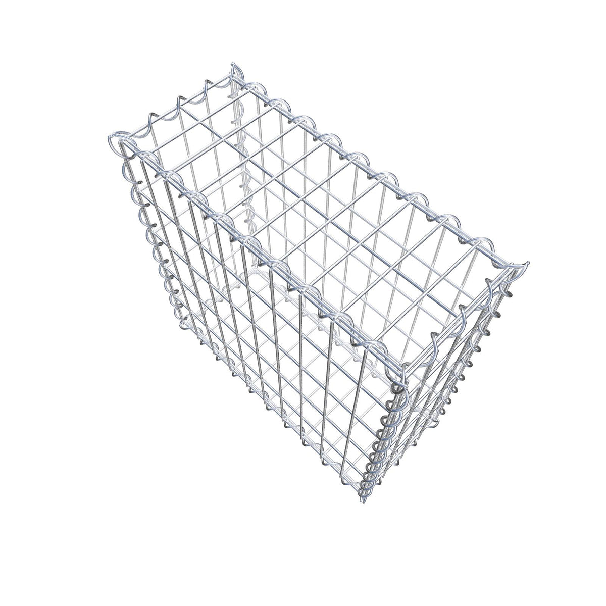 Gabião 50 cm x 50 cm x 20 cm (C x A x P), malhagem 5 cm x 10 cm, espiral