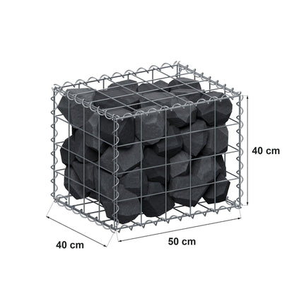Schanskorf 50 cm x 40 cm x 40 cm (L x H x D), maaswijdte 10 cm x 10 cm, spiraalvormig