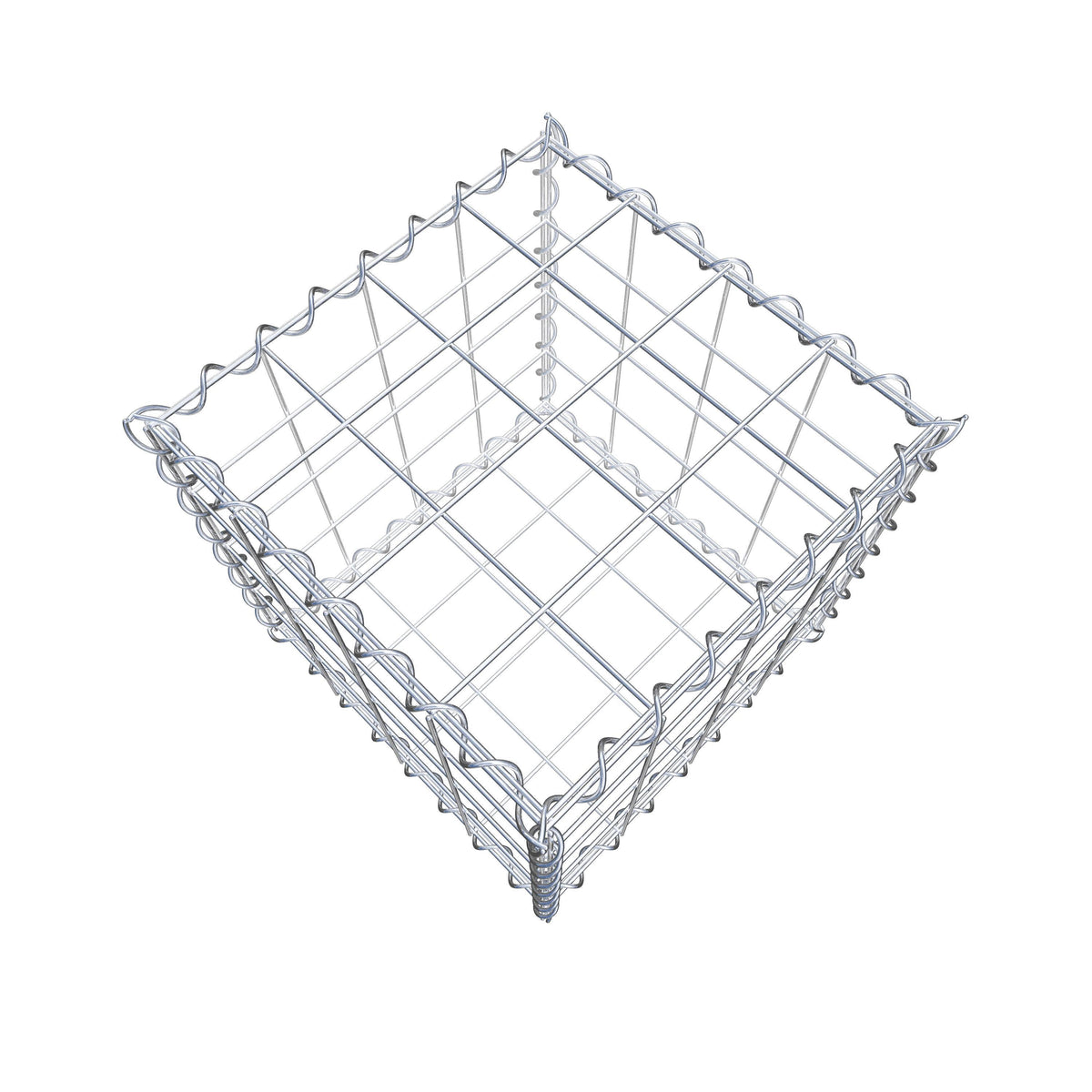 Schanskorf 40 cm x 40 cm x 40 cm (L x H x D), maaswijdte 10 cm x 10 cm, spiraal