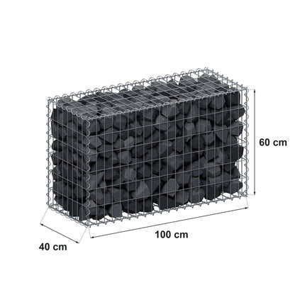 Gabion 100 cm x 60 cm x 40 cm (L x H x D), mesh size 5 cm x 10 cm, spiral