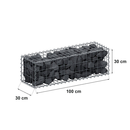 Gabione 100 cm x 30 cm x 30 cm (L x H x T), Maschenweite 5 cm x 10 cm, Spirale