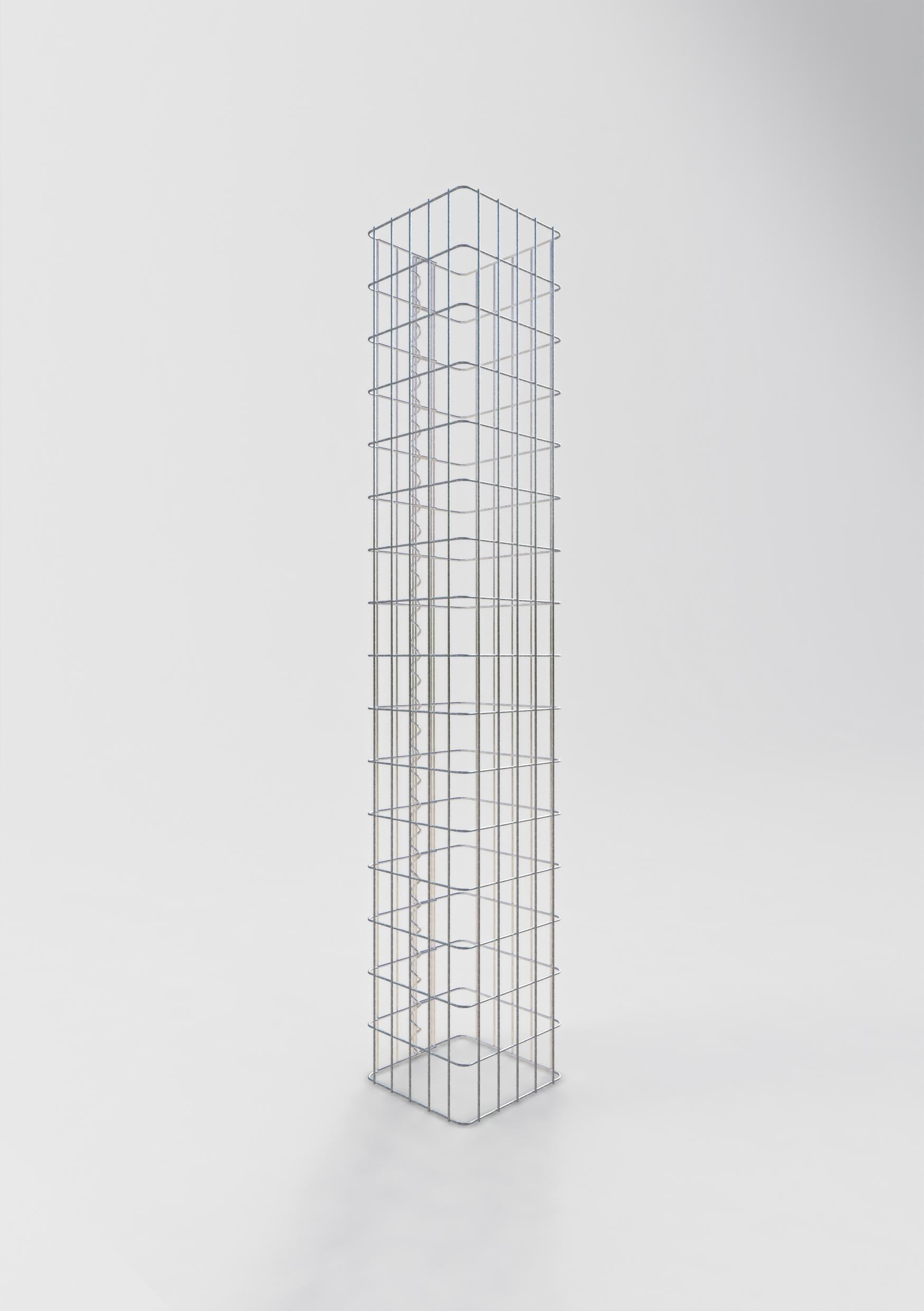 Colonne gabion carrée 27 cm x 27 cm, hauteur 160 cm, L 5 cm x 10 cm