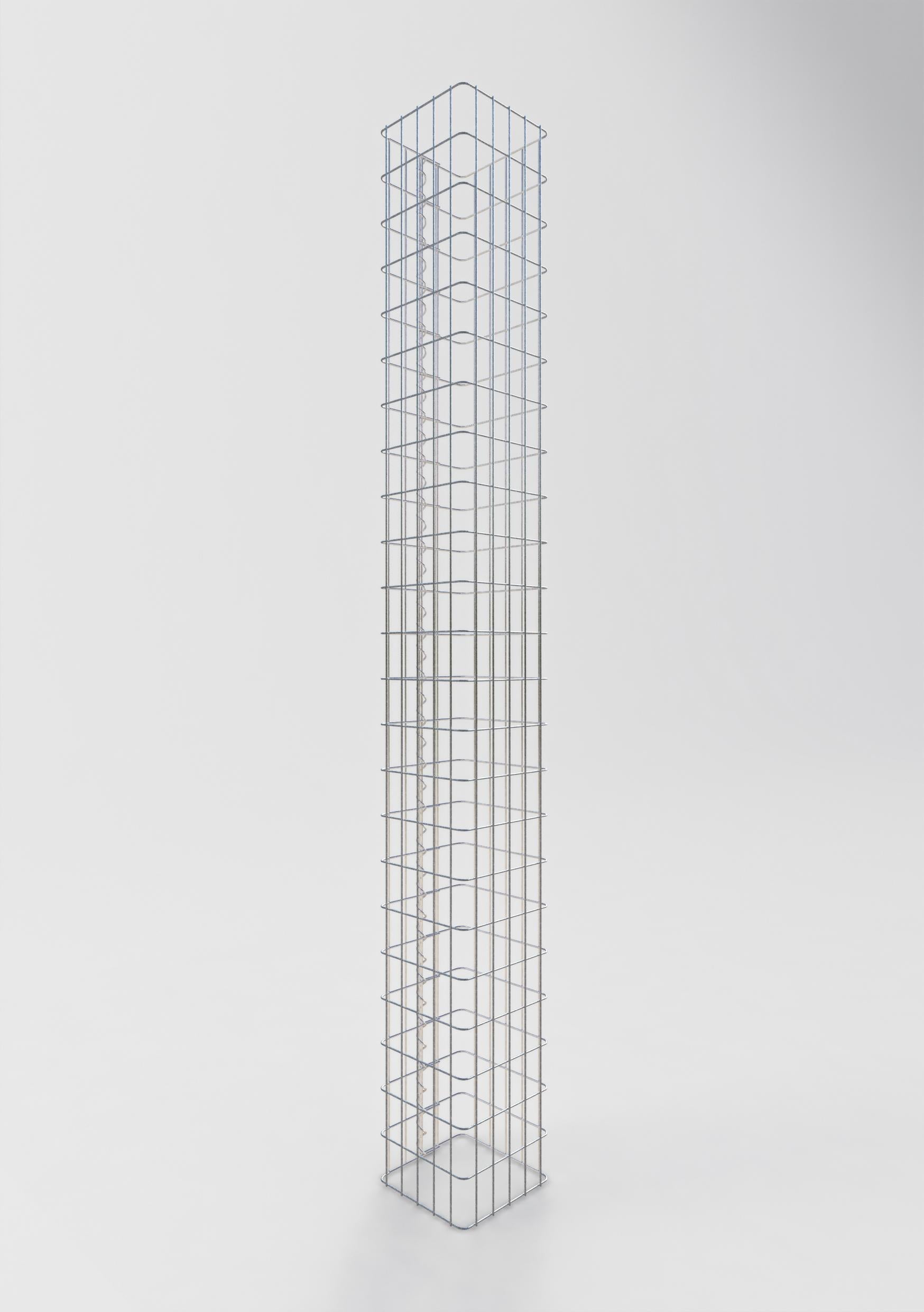 Colonne gabion carrée 27 cm x 27 cm, hauteur 230 cm, MW 5 cm x 10 cm