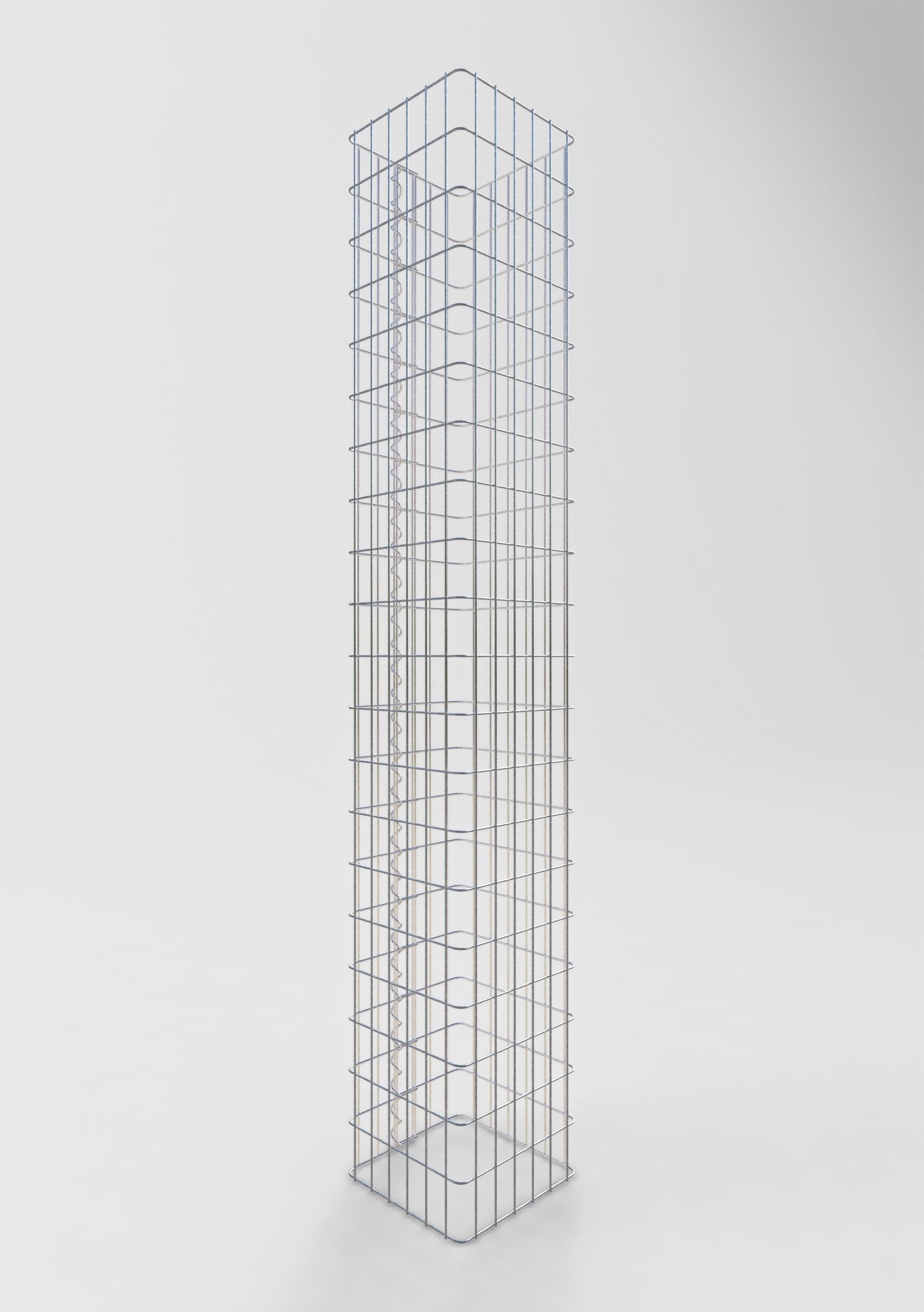 Colonne gabion carrée 32 cm x 32 cm, hauteur 200 cm, MW 5 cm x 10 cm