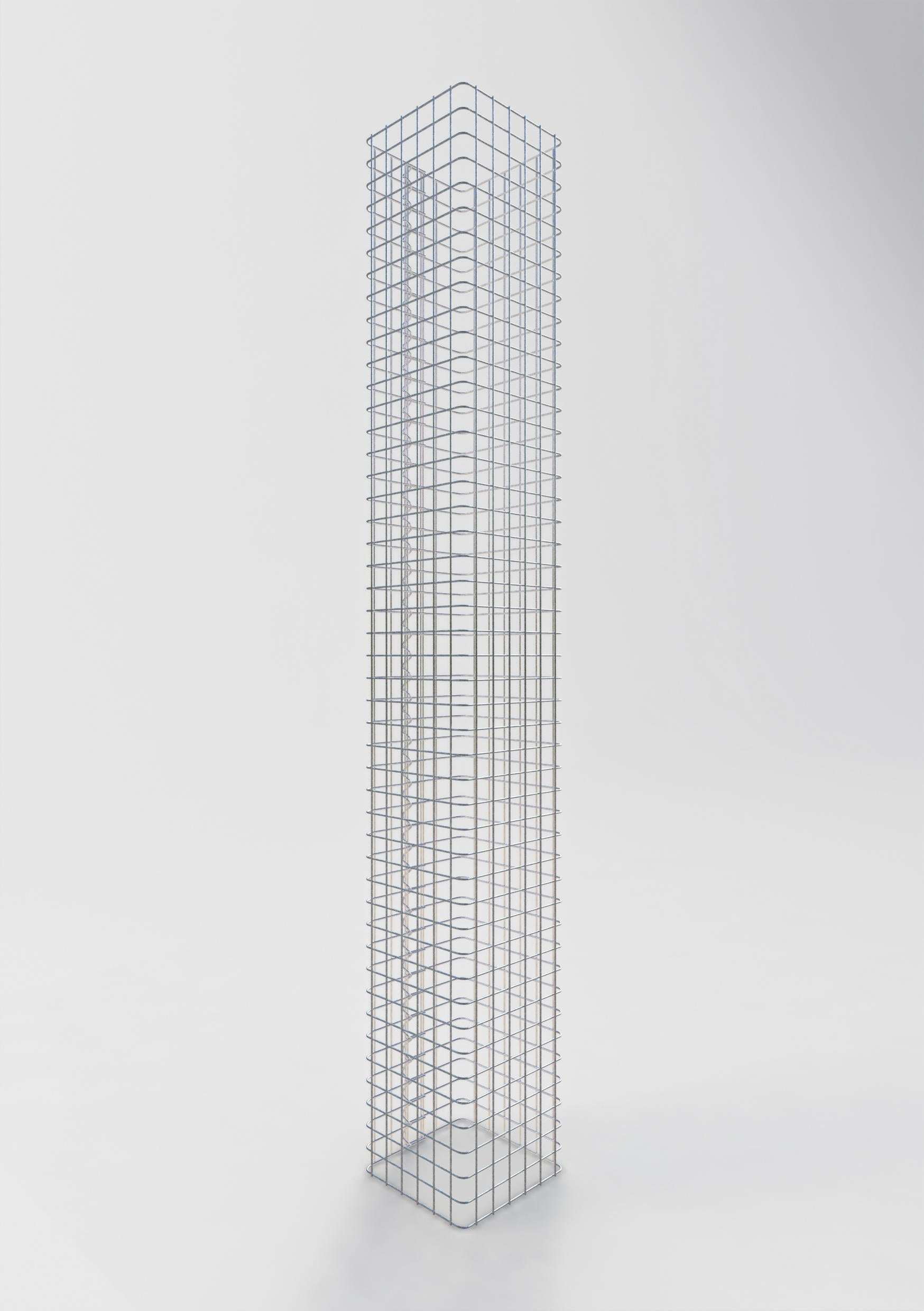 Colonne gabion carrée 32 cm x 32 cm, hauteur 230 cm, L 5 cm x 5 cm