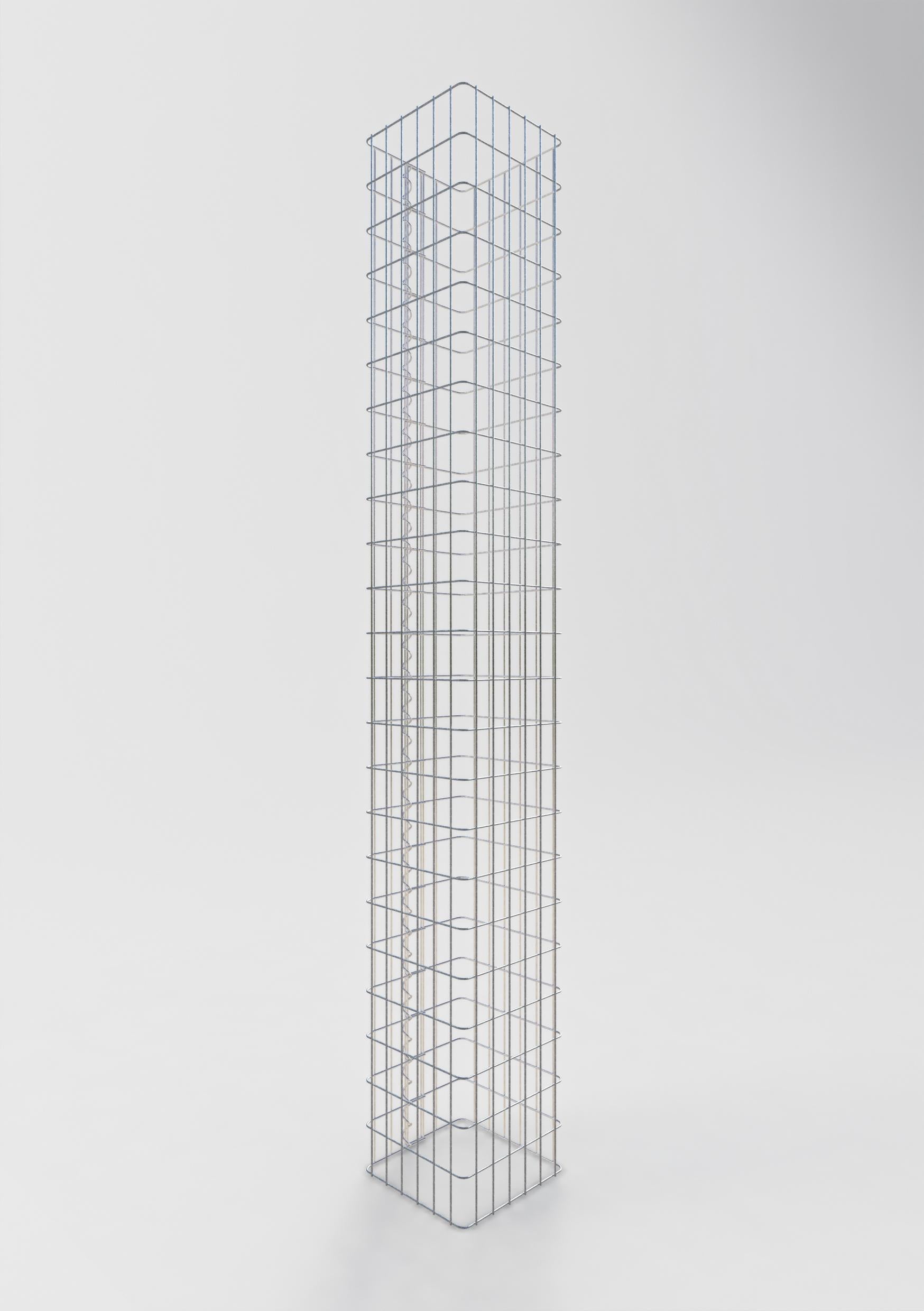 Colonne gabion carrée 32 cm x 32 cm, hauteur 230 cm, L 5 cm x 10 cm