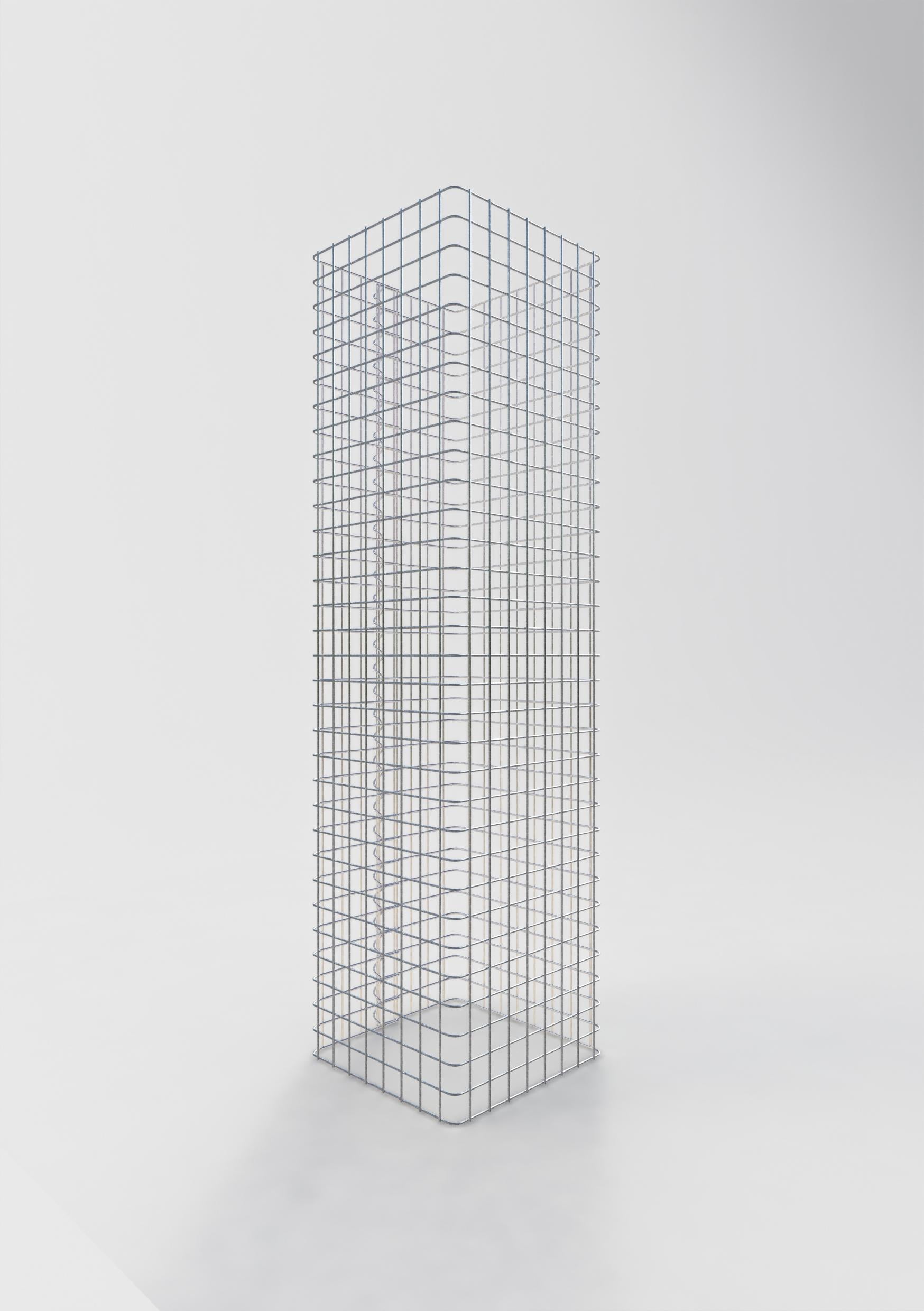 Colonne gabion carrée 42 cm x 42 cm, hauteur 160 cm, L 5 cm x 5 cm