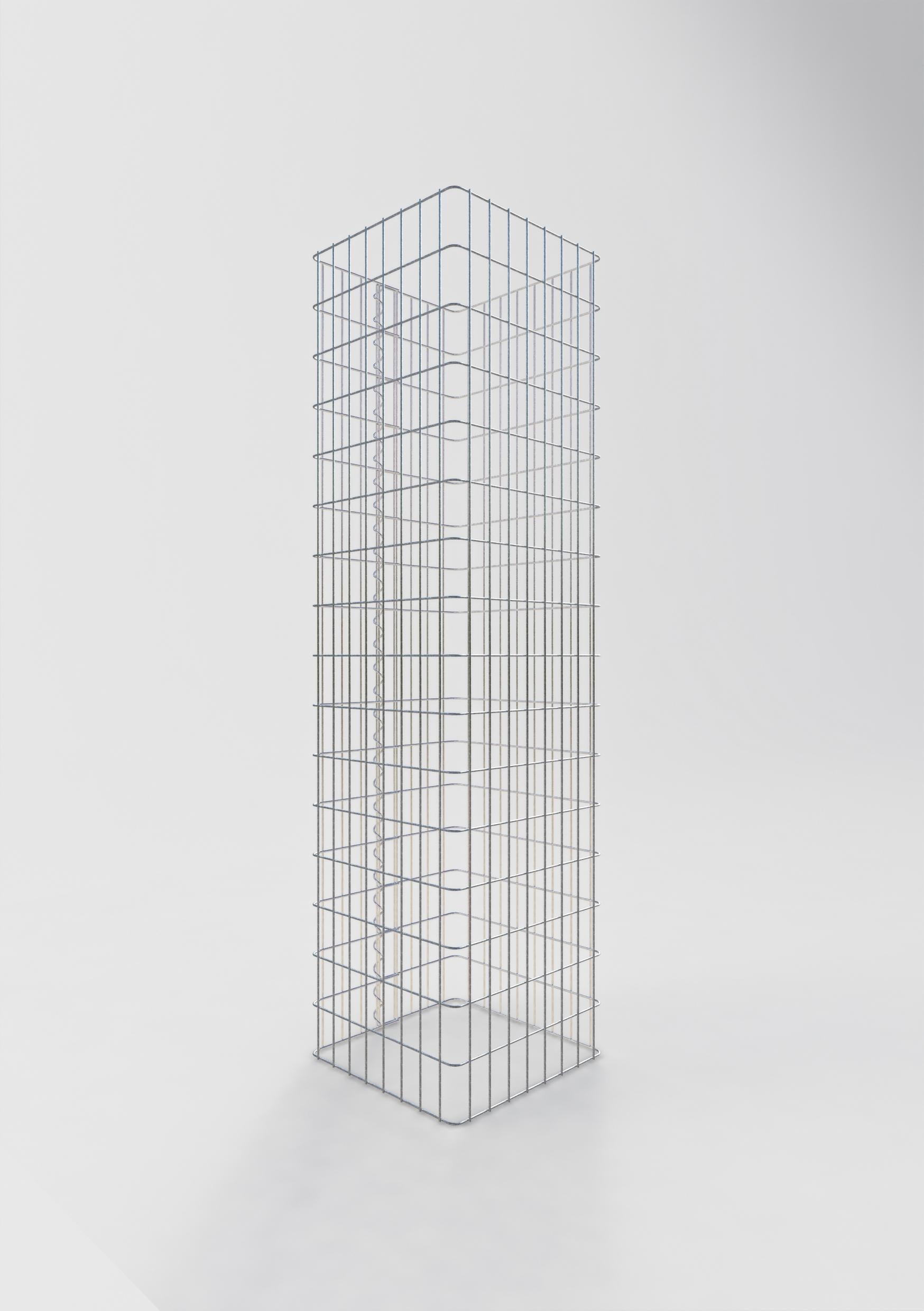 Colonne gabion carrée 42 cm x 42 cm, hauteur 160 cm, L 5 cm x 10 cm