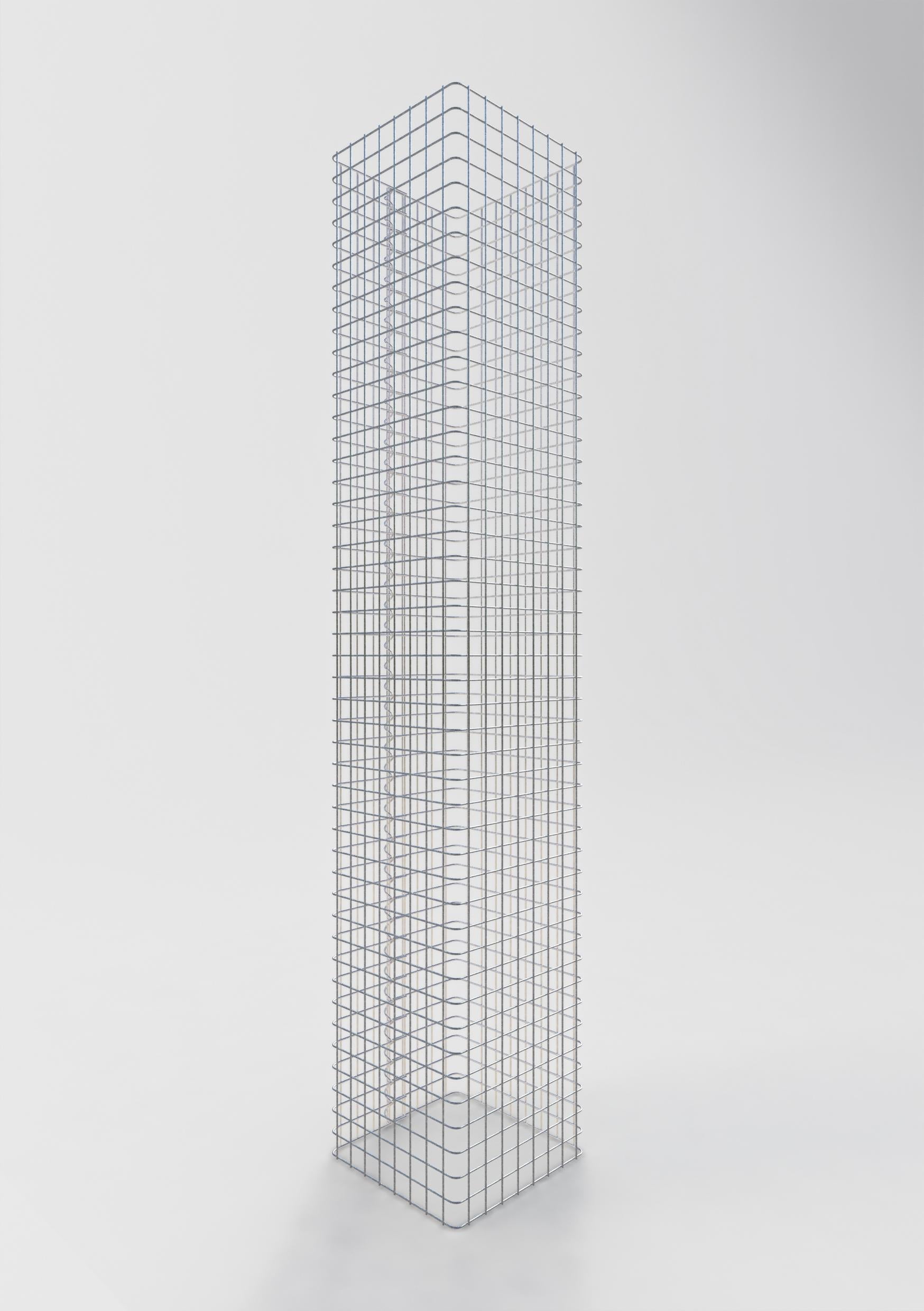 Colonne gabion carrée 42 cm x 42 cm, hauteur 230 cm, L 5 cm x 5 cm