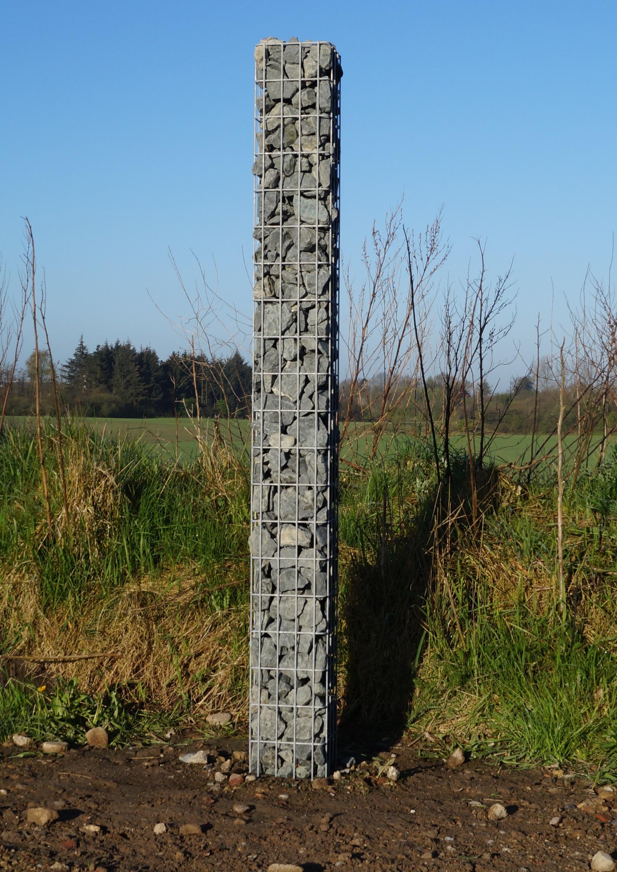 Colonne de gabions, carrée, galvanisée à chaud, 22 cm x 22 cm, hauteur 200 cm, MW 5 cm x 10 cm