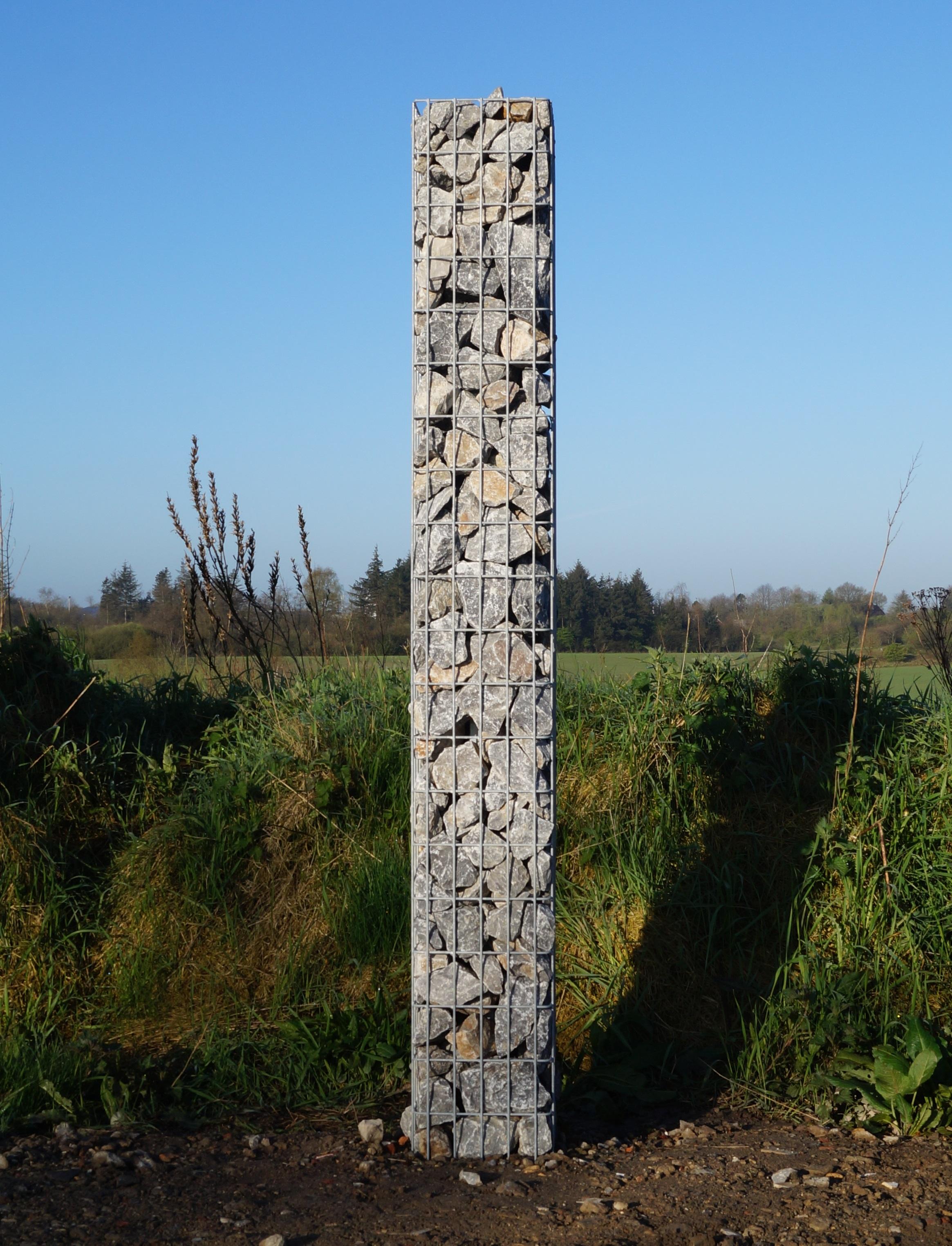 Colonne de gabions, carrée, galvanisée à chaud, 27 cm x 27 cm, hauteur 200 cm, MW 5 cm x 10 cm