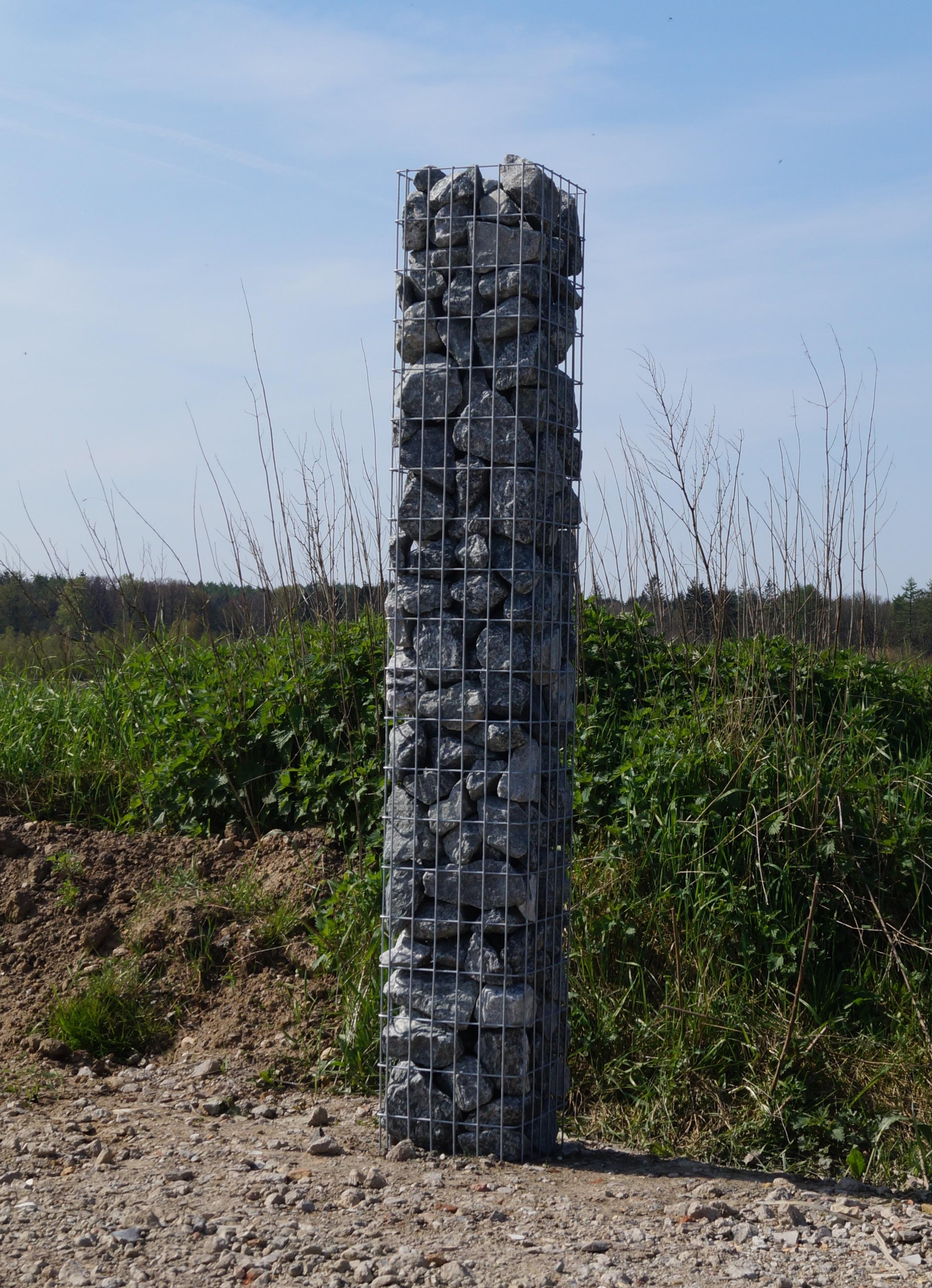 Colonne de gabions, carrée, galvanisée à chaud, 32 cm x 32 cm, hauteur 200 cm, MW 5 x 10 cm