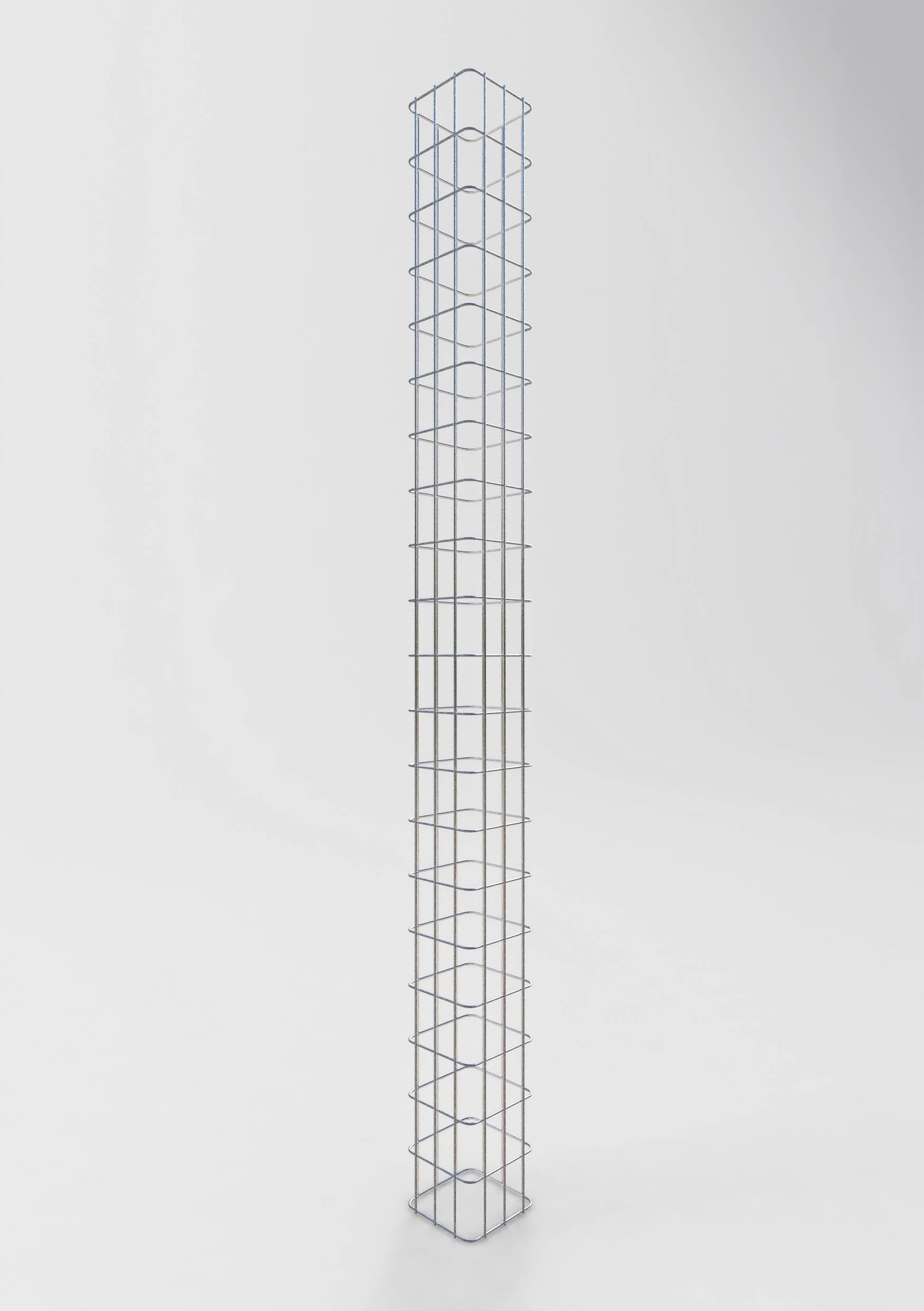 Colonne de gabions, carrée, galvanisée à chaud, 17 cm x 17 cm, hauteur 200 cm, MW 5 cm x 10 cm