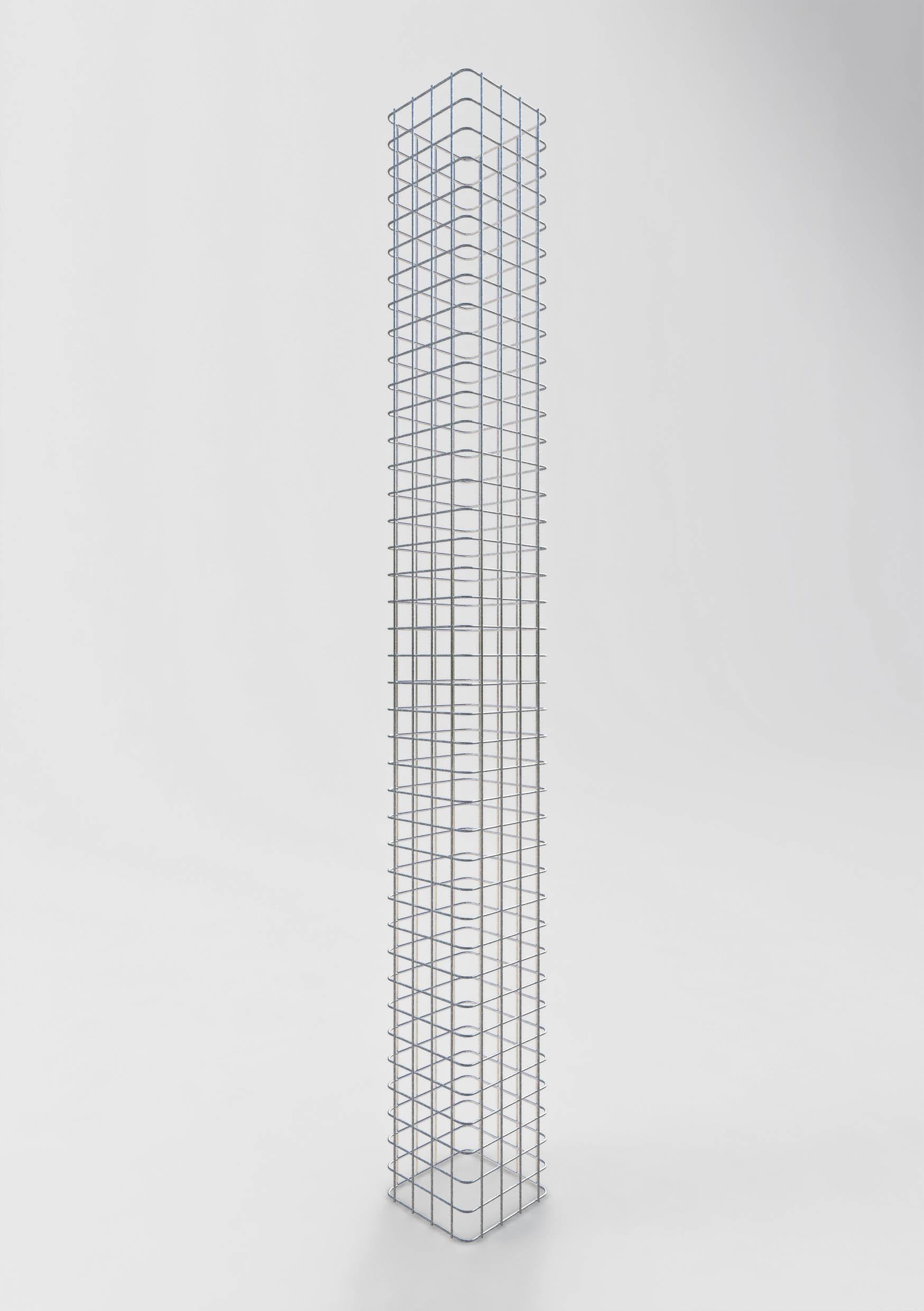 Colonne de gabions, carrée, galvanisée à chaud, 22 cm x 22 cm, hauteur 200 cm, MW 5 cm x 5 cm