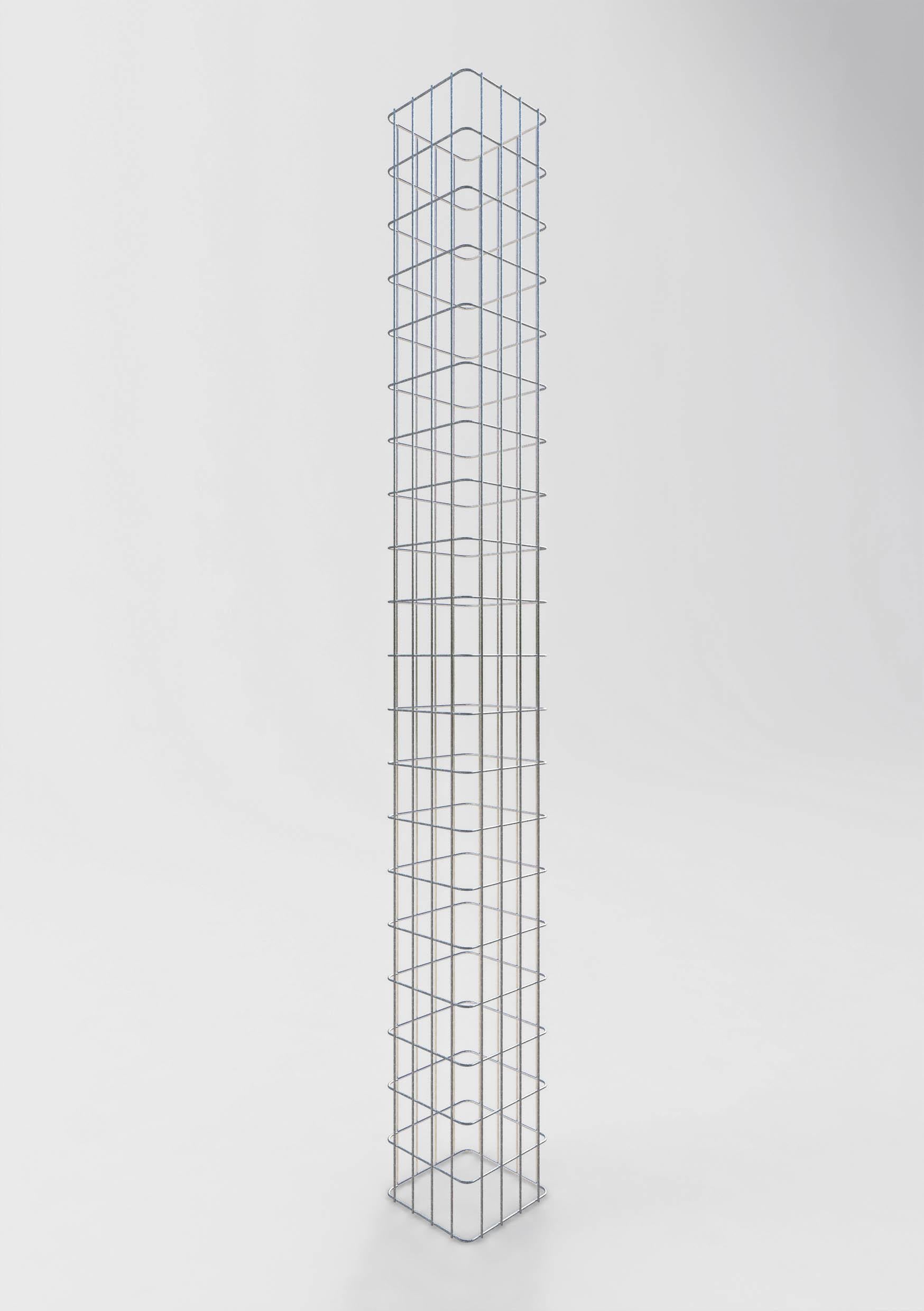 Colonne de gabions, carrée, galvanisée à chaud, 22 cm x 22 cm, hauteur 200 cm, MW 5 cm x 10 cm