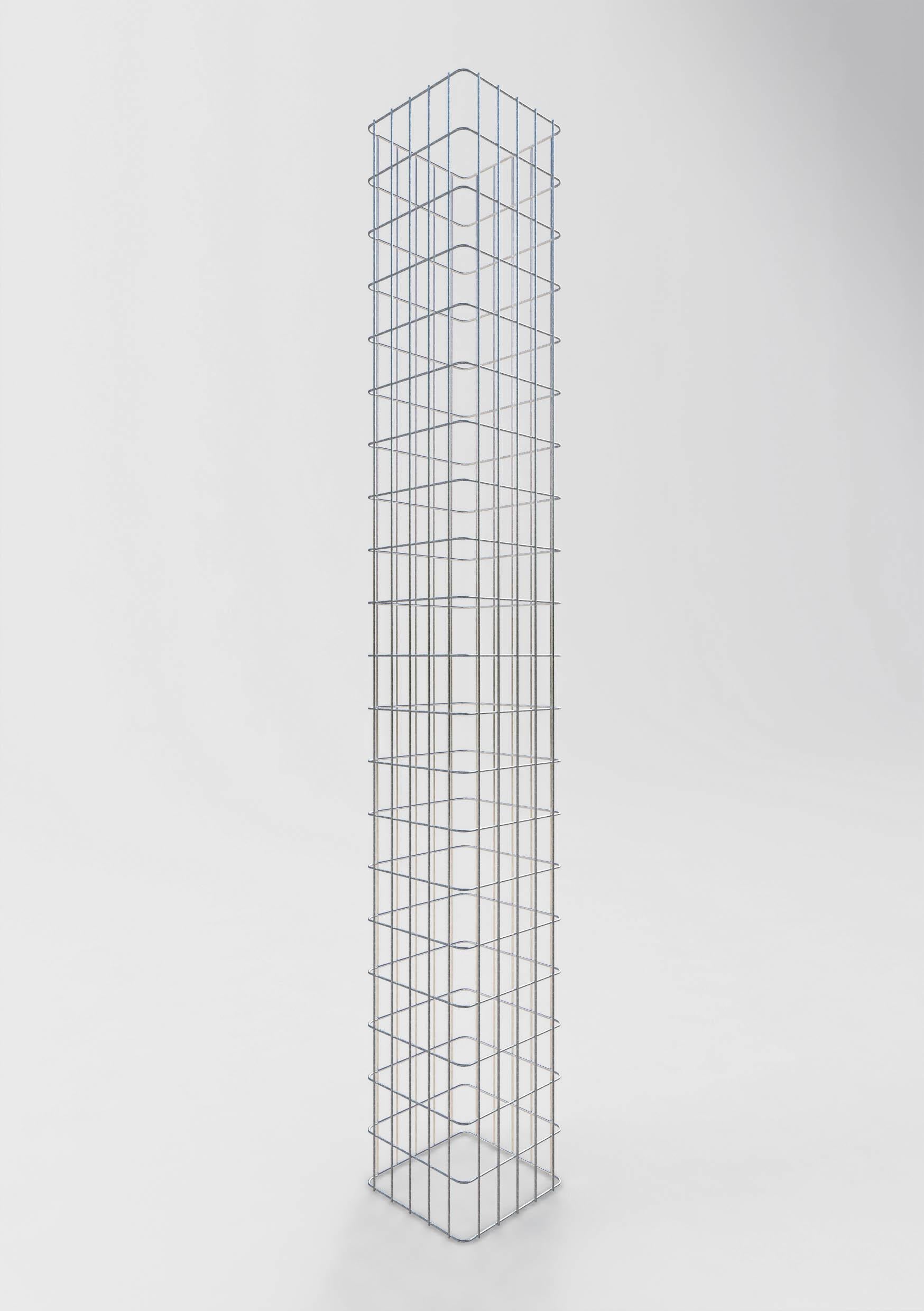 Colonne de gabions, carrée, galvanisée à chaud, 27 cm x 27 cm, hauteur 200 cm, MW 5 cm x 10 cm