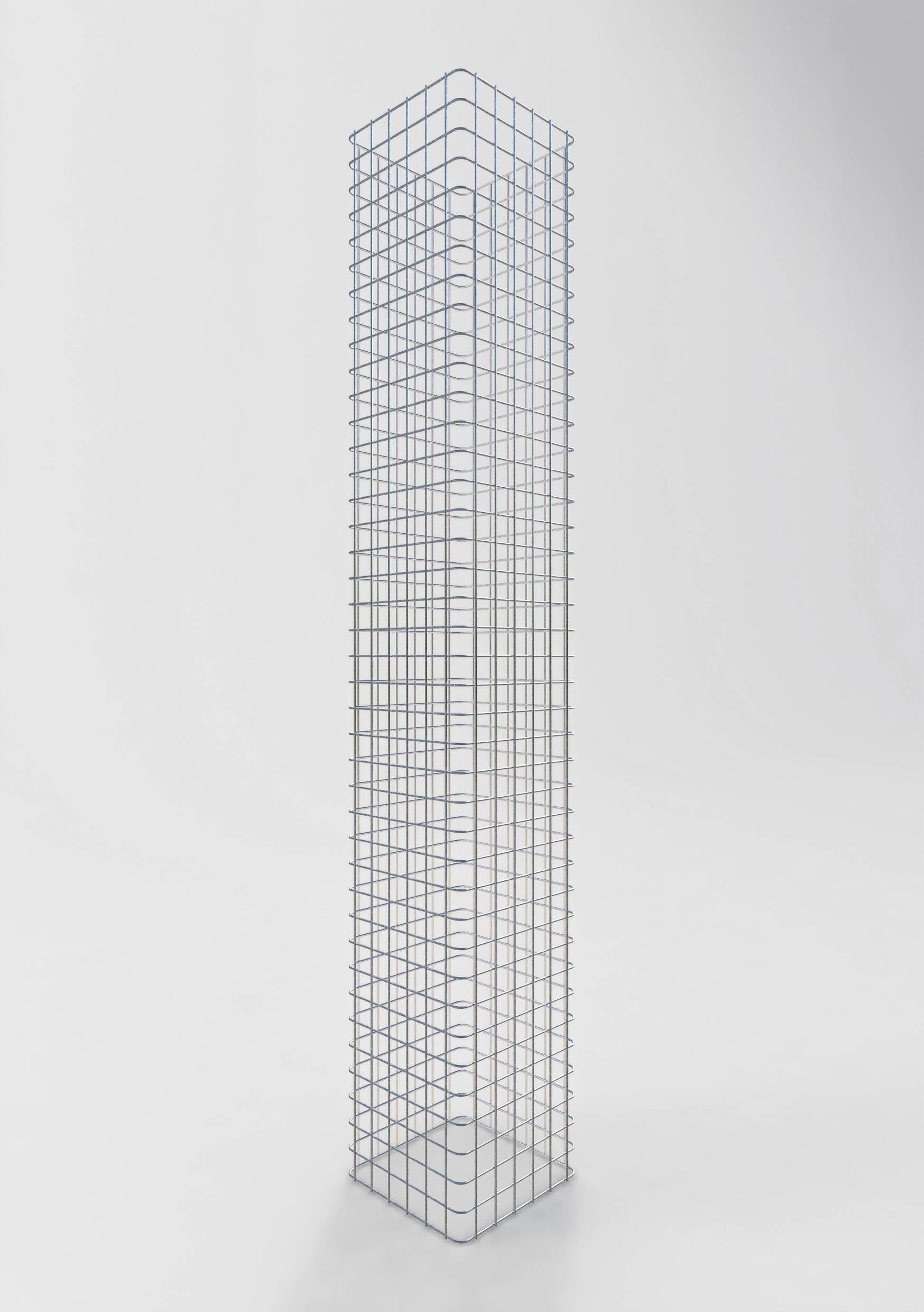 Colonne de gabions, carrée, galvanisée à chaud, 32 cm x 32 cm, hauteur 200 cm, MW 5 cm x 5 cm