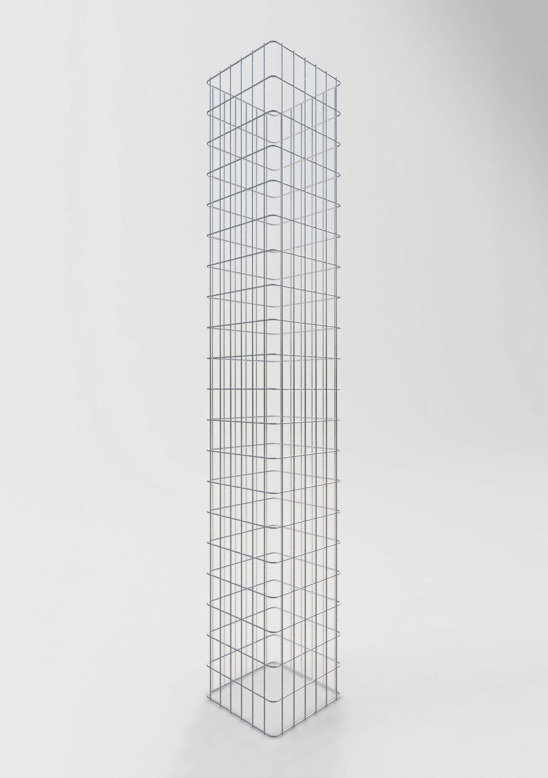 Colonne de gabions, carrée, galvanisée à chaud, 32 cm x 32 cm, hauteur 200 cm, MW 5 x 10 cm