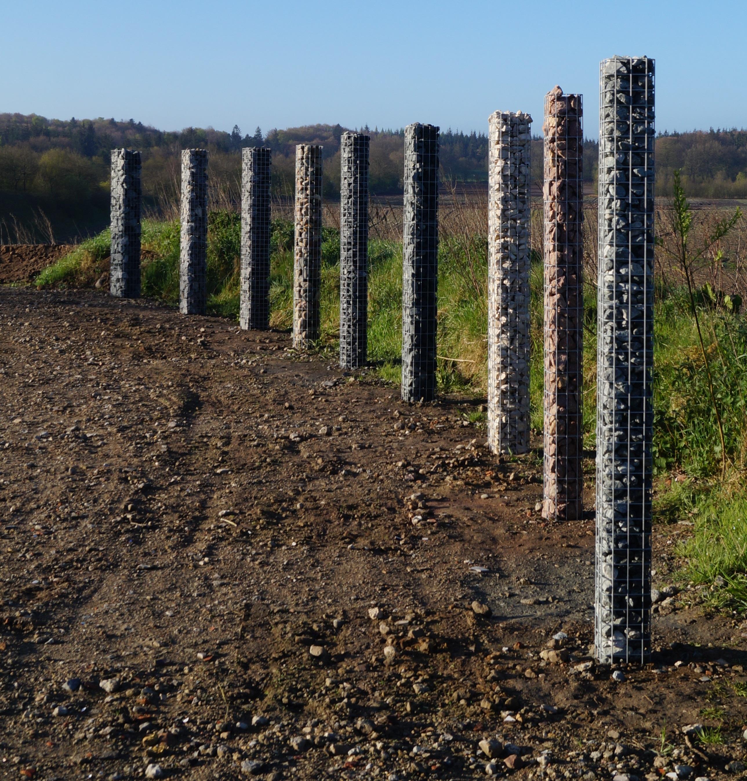 Colonne de gabion ronde, galvanisée à chaud, diamètre 22 cm, hauteur 200 cm, MW 5 cm x 10 cm