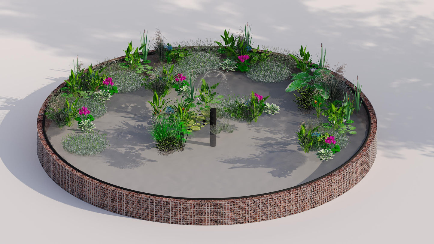 Gabion verhoogde vijver, rond, buitendiameter 292 cm, hoogte 50 cm, maaswijdte 5 x 5 cm, wanddikte 15 cm