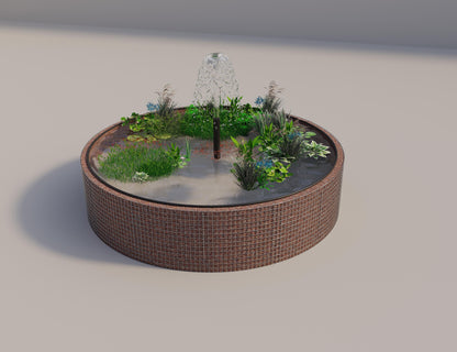 Gabionen Hochteich rund, Außendurchmesser 352 cm, Höhe 80 cm, Maschenweite 5 x 5 cm, Wandstärke 15 cm