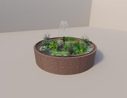 Gabionen Hochteich rund, Außendurchmesser 352 cm, Höhe 80 cm, Maschenweite 5 x 5 cm, Wandstärke 15 cm